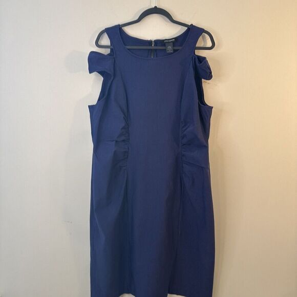Royal Blue, Ashley Stewart Cold Shoulder Ruched Shift Dress Size 24 - Picture 1 of 13